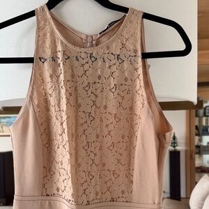 Uterque Blush Lace-Front Sleeveless Jumpsuit